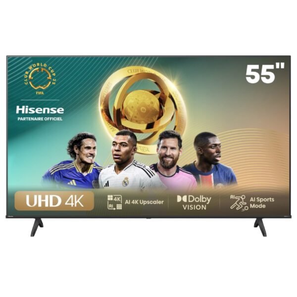 TV HISENSE 55" SMART SÉRIE A6N 4K UHD - NOIR